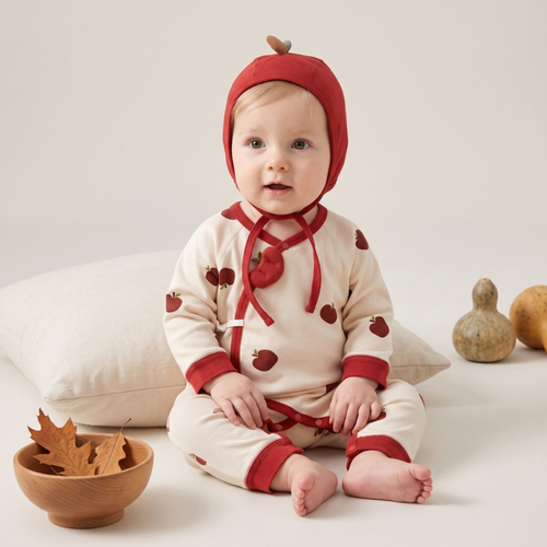 Lilo Pure Cotton Newborn Bodysuit - Red Apple