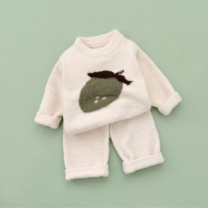 Lilo Soft Velvet Baby Pyjama Set - Beige