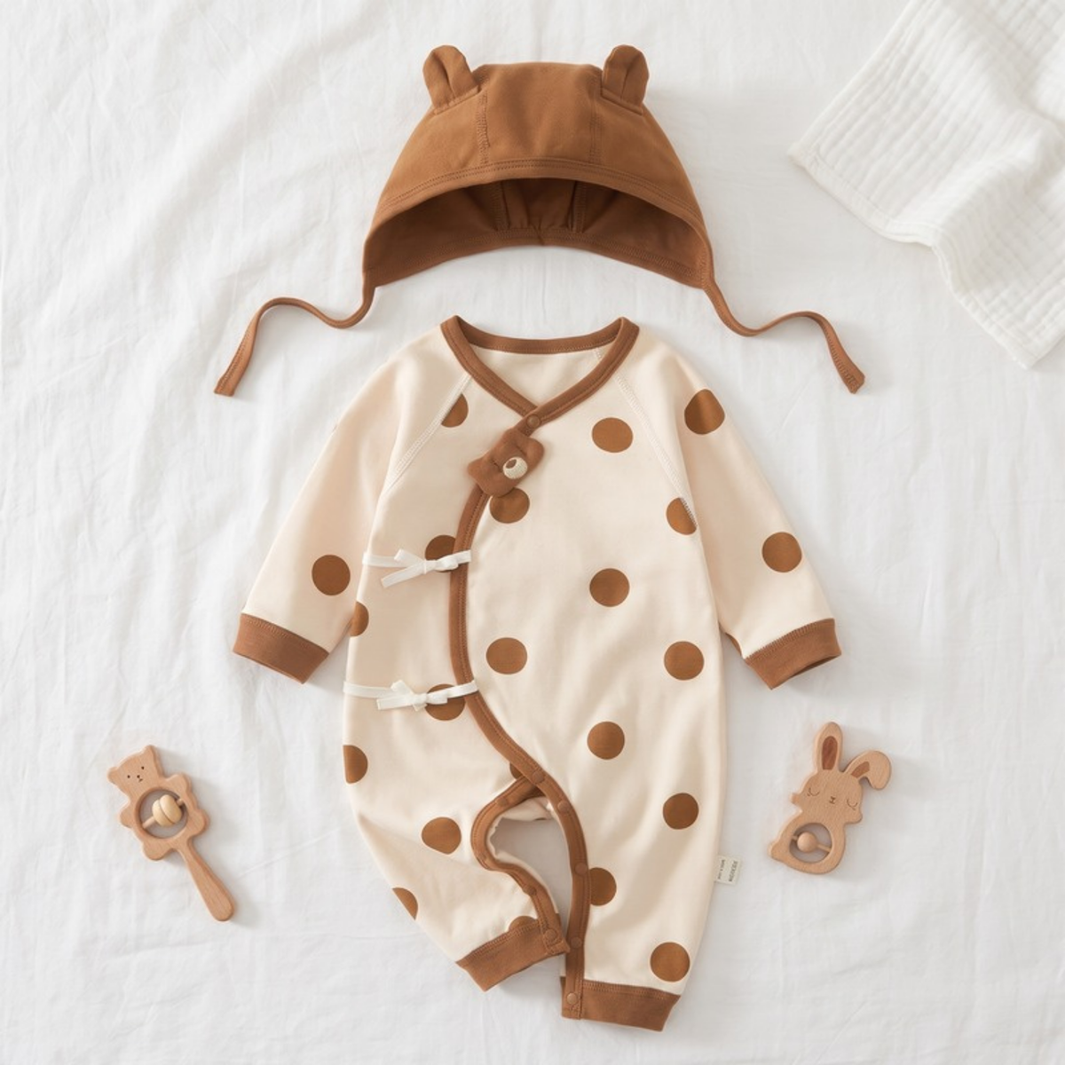 Lilo Pure Cotton Newborn Bodysuit - Caramel Spot