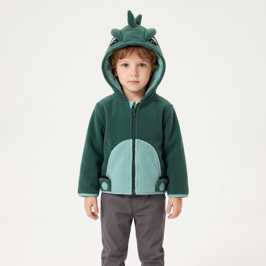 Lilo Fleece Lined Hooded Top - Green Dinosaur