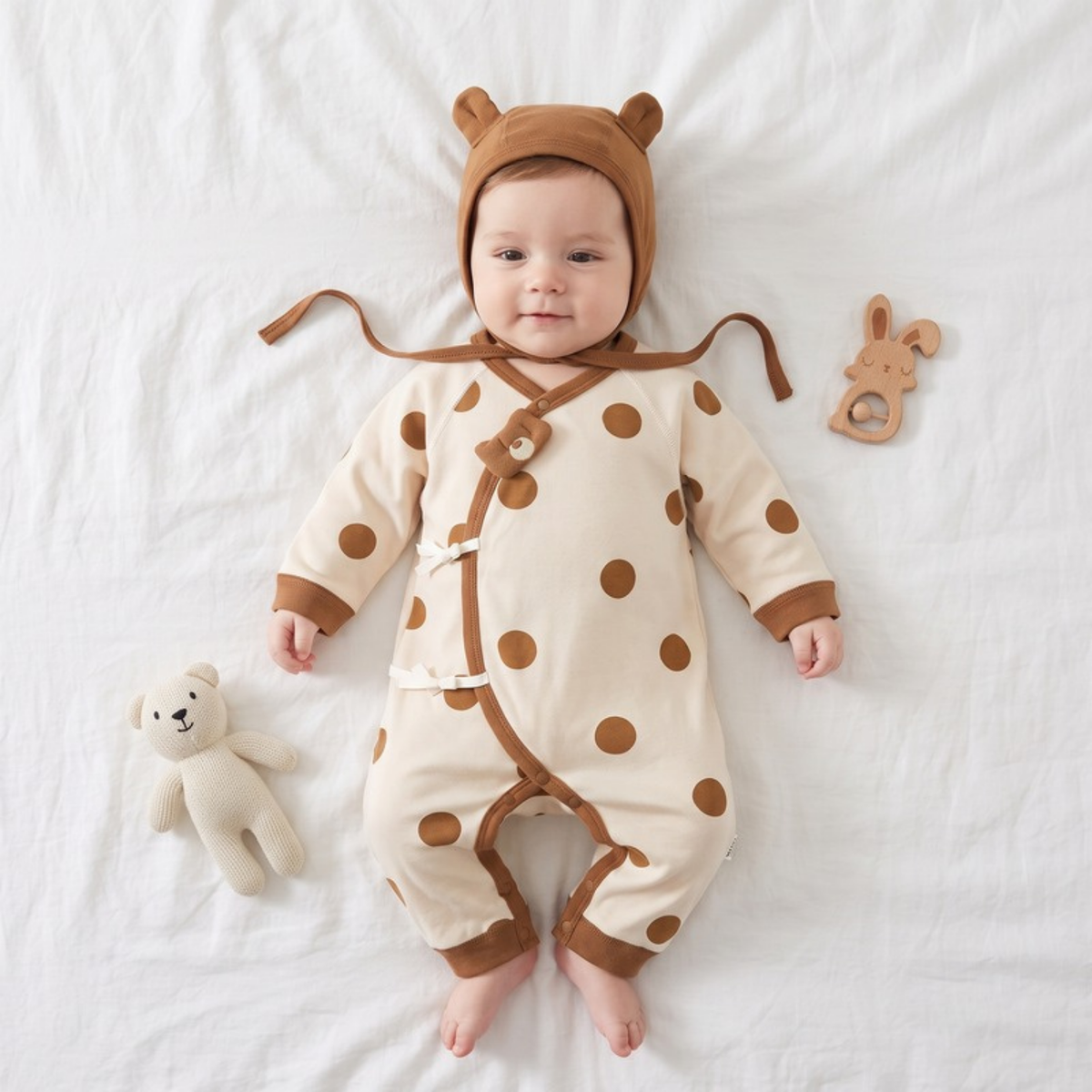 Lilo Pure Cotton Newborn Bodysuit - Caramel Spot