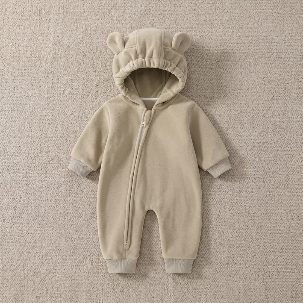 Lilo Hooded Fleece Baby Jumpsuit - Sage Green