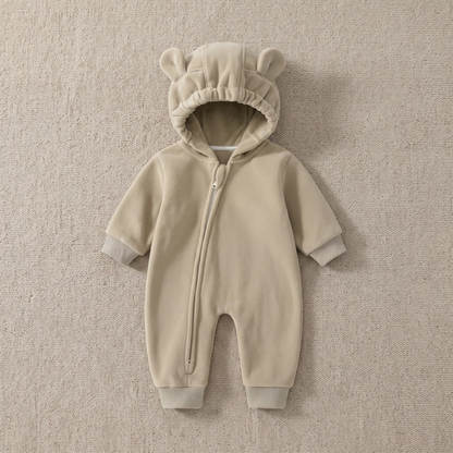 Lilo Hooded Fleece Baby Jumpsuit - Sage Green