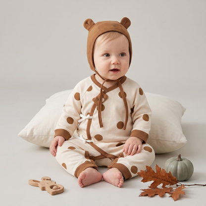 Lilo Pure Cotton Newborn Bodysuit - Caramel Spot