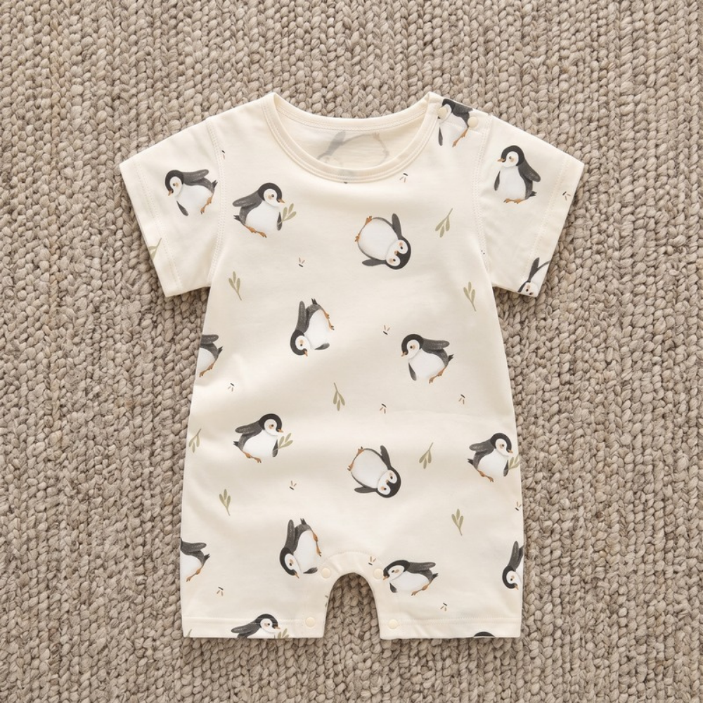 Lilo Short Sleeve Baby Romper - Penguin