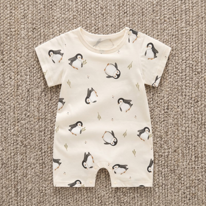 Lilo Short Sleeve Baby Romper - Penguin