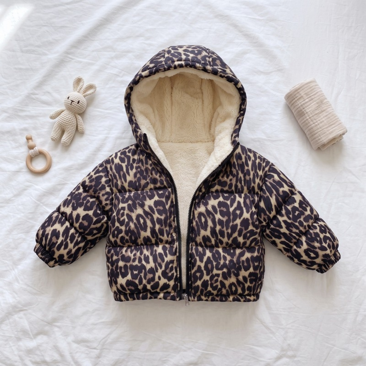Lilo Floral Fleece Lined Coat - Leopard