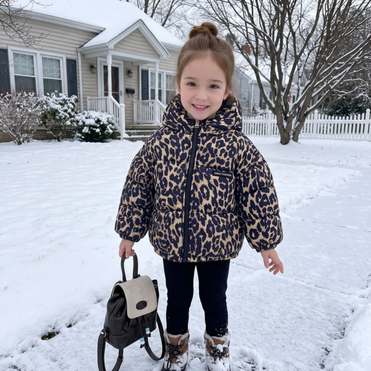 Lilo Floral Fleece Lined Coat - Leopard