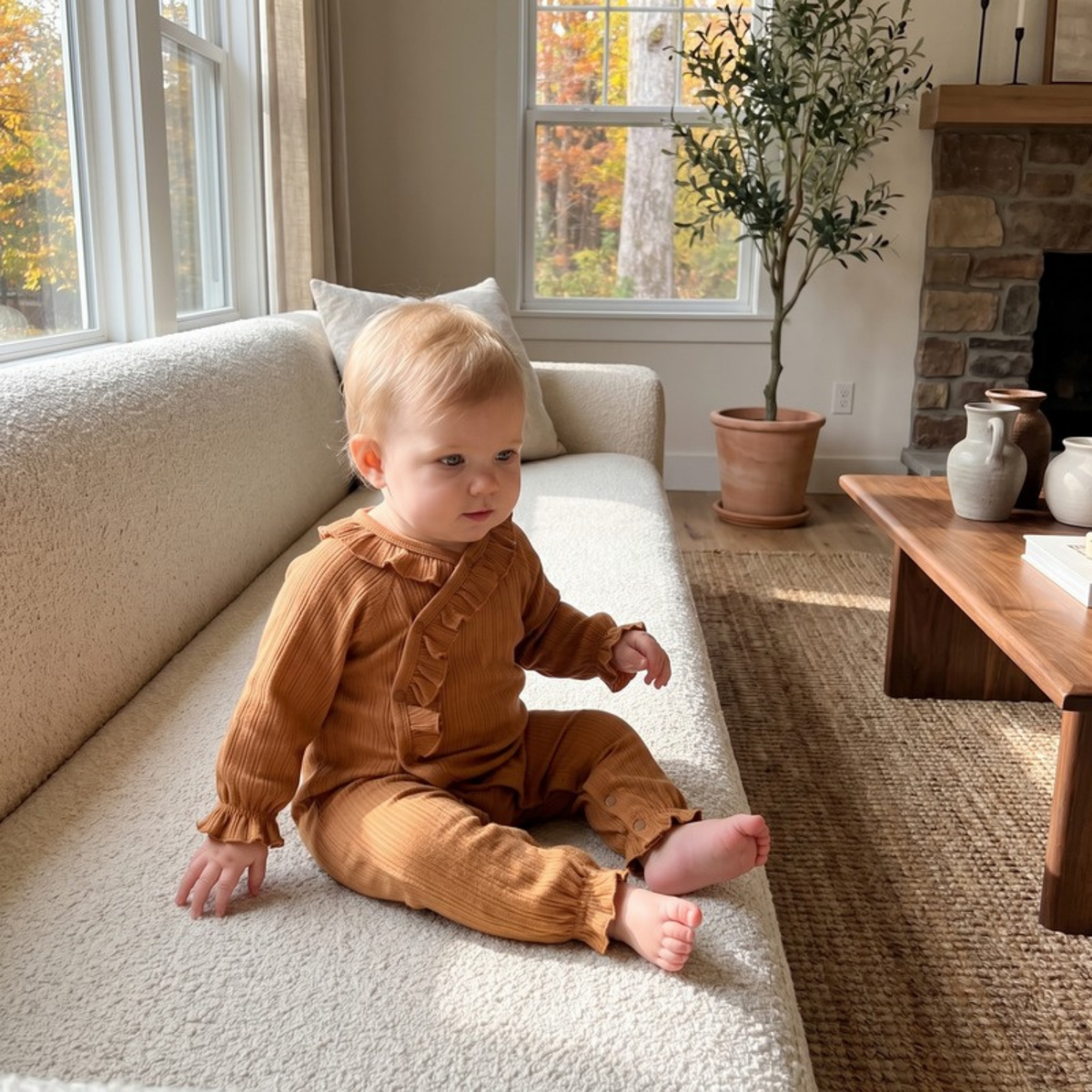 Lilo Seamless Cotton Romper - Caramel