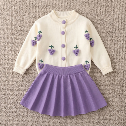 Lilo Knit Cardigan Two Piece Set - Grape Purple