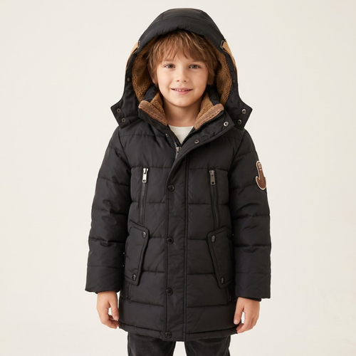 Lilo Boys Long Down Coat - Black
