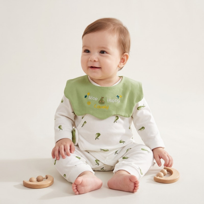 Lilo Cotton Long Sleeve Onesie - Green Pear