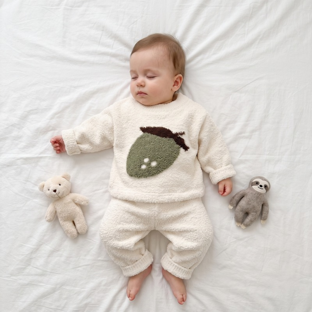 Lilo Soft Velvet Baby Pyjama Set - Beige