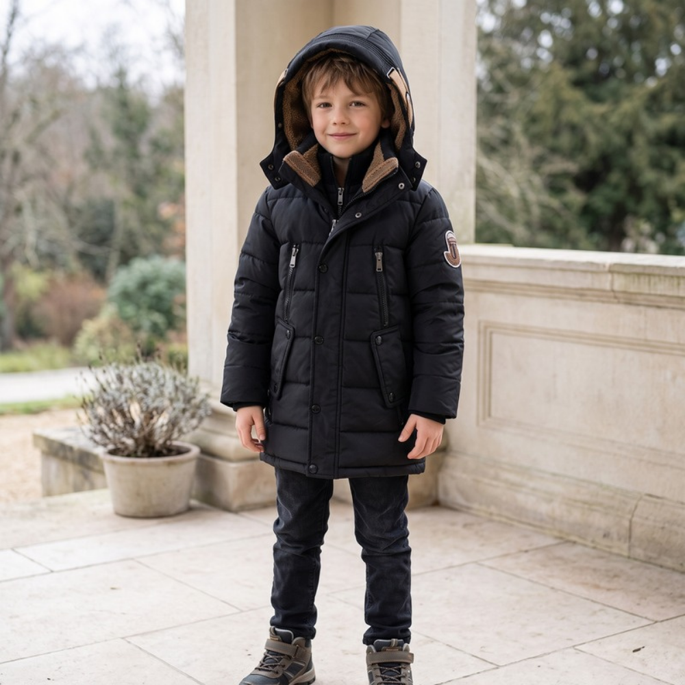 Lilo Boys Long Down Coat - Black