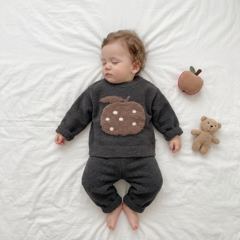 Lilo Soft Velvet Baby Pyjama Set - Charcoal