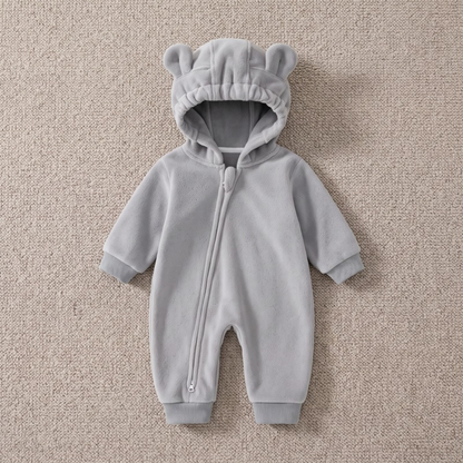 Lilo Hooded Fleece Baby Jumpsuit - Grey
