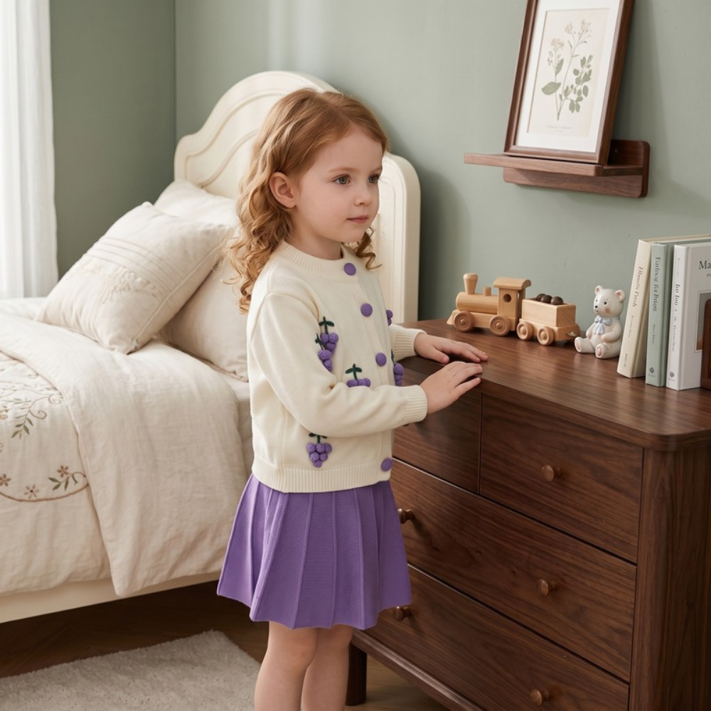 Lilo Knit Cardigan Two Piece Set - Grape Purple