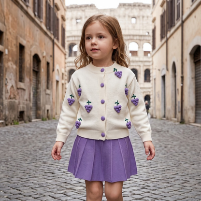Lilo Knit Cardigan Two Piece Set - Grape Purple