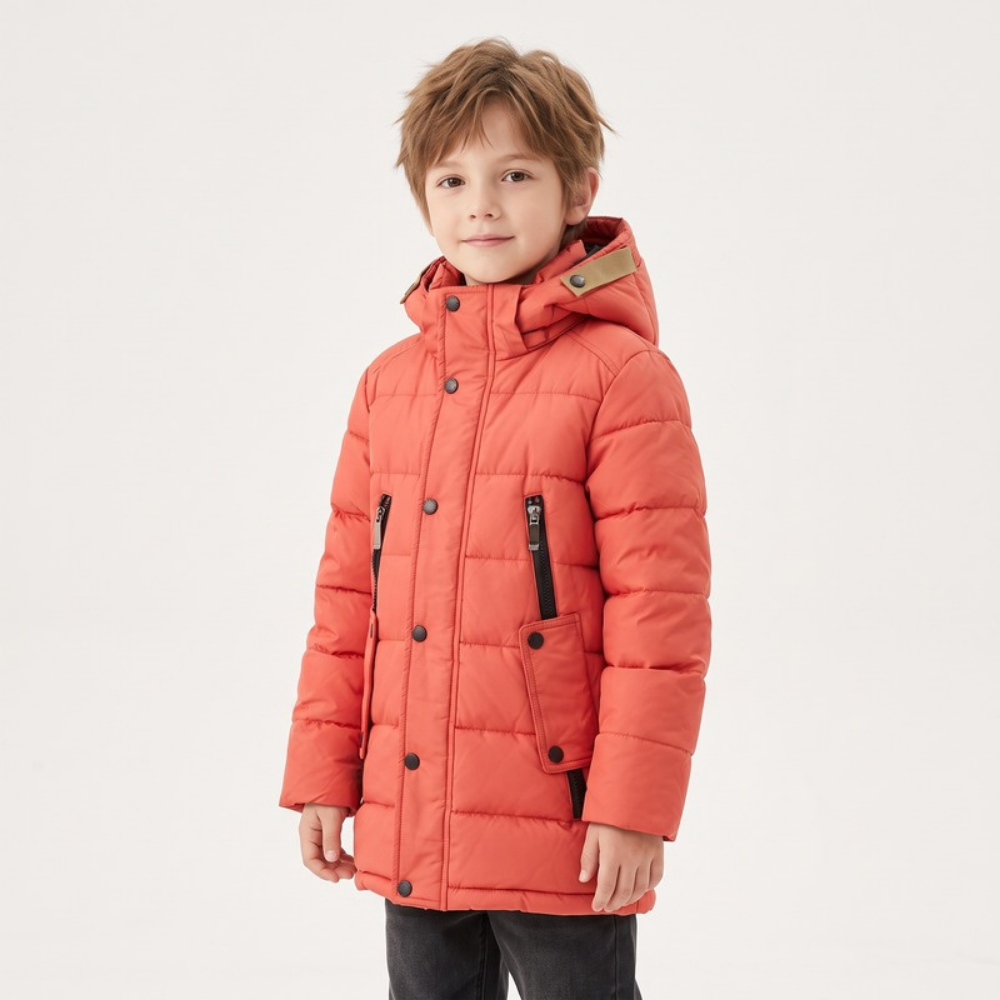 Lilo Boys Long Down Coat - Red