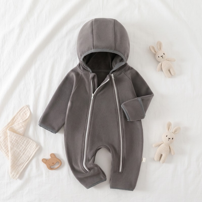 Lilo Velvet Hooded Jumpsuit - Charcoal Grey