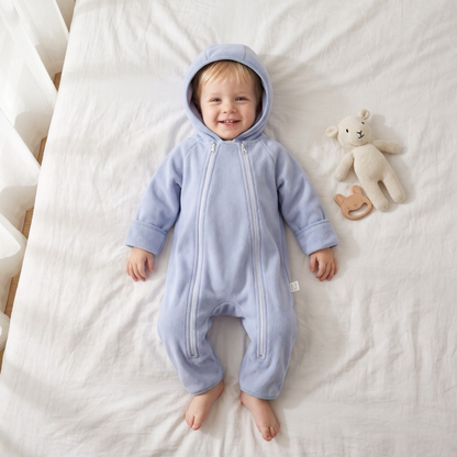 Lilo Velvet Hooded Jumpsuit - Periwinkle Blue