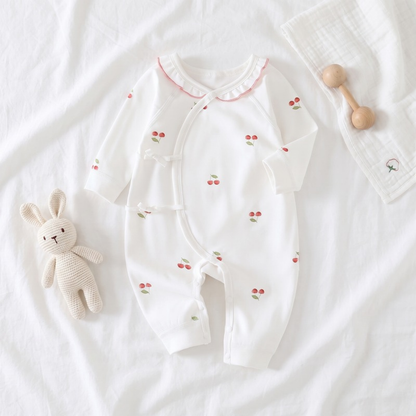 Lilo Butterfly Cotton Baby Romper - Cherry