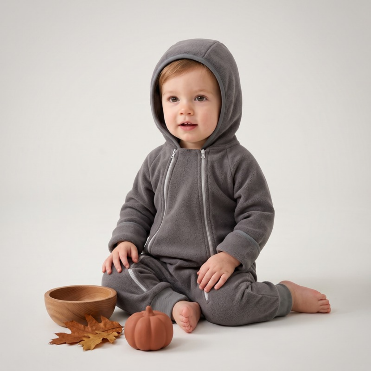 Lilo Velvet Hooded Jumpsuit - Charcoal Grey
