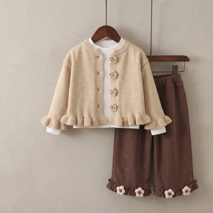 Lilo Floral Knit Three Piece Set - Khaki