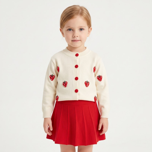 Lilo Knit Cardigan Two Piece Set - Strawberry Red