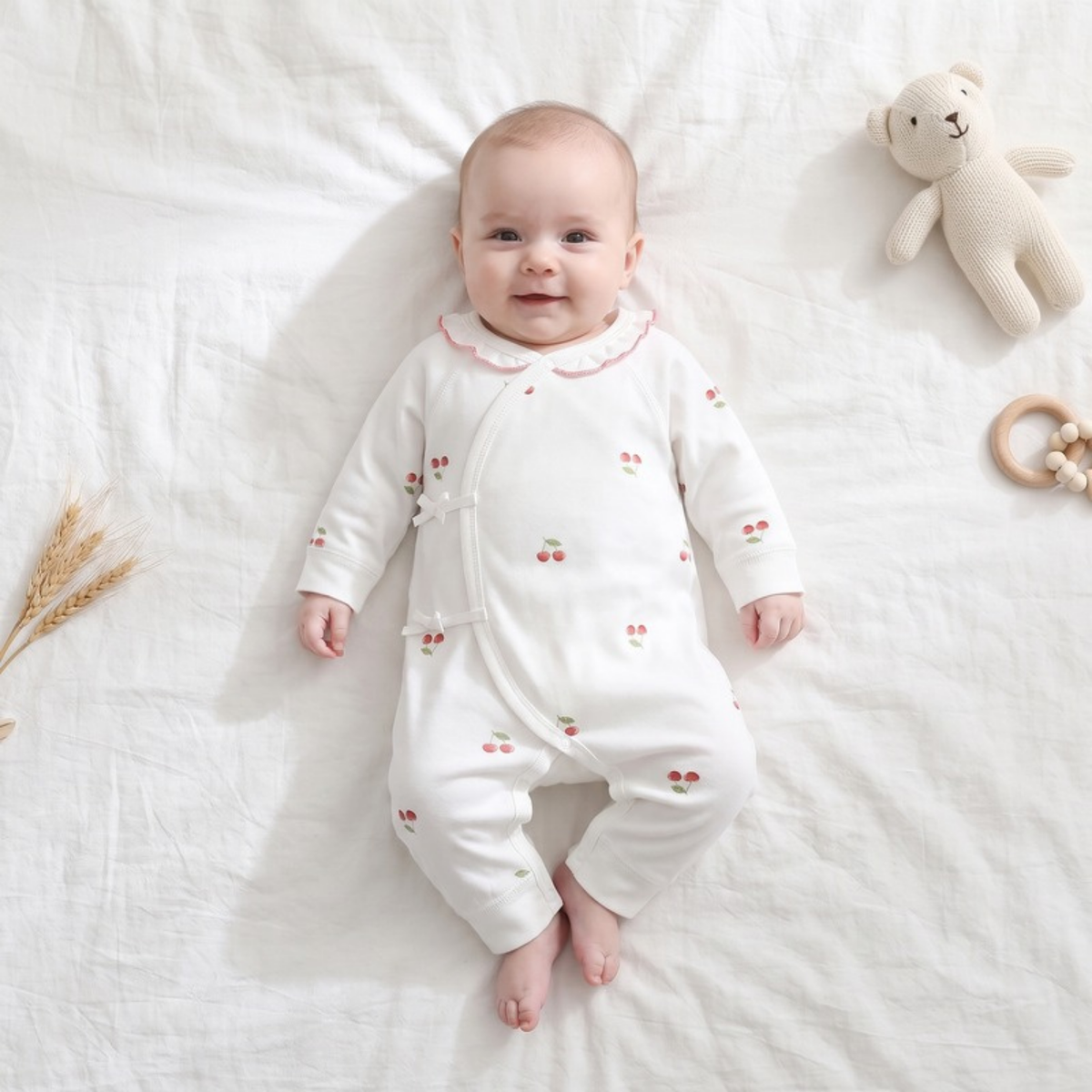 Lilo Butterfly Cotton Baby Romper - Cherry