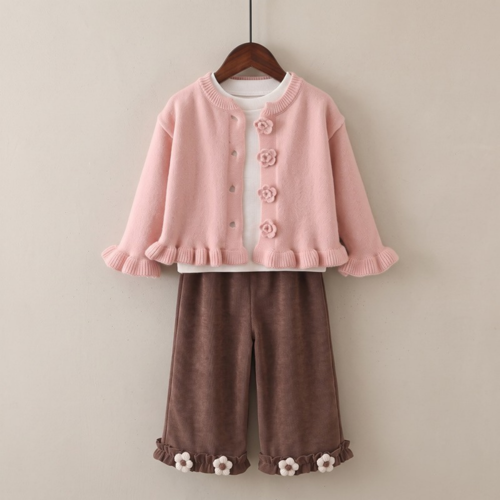 Lilo Floral Knit Three Piece Set - Pink