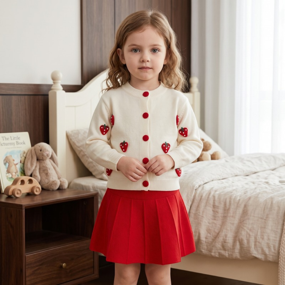 Lilo Knit Cardigan Two Piece Set - Strawberry Red