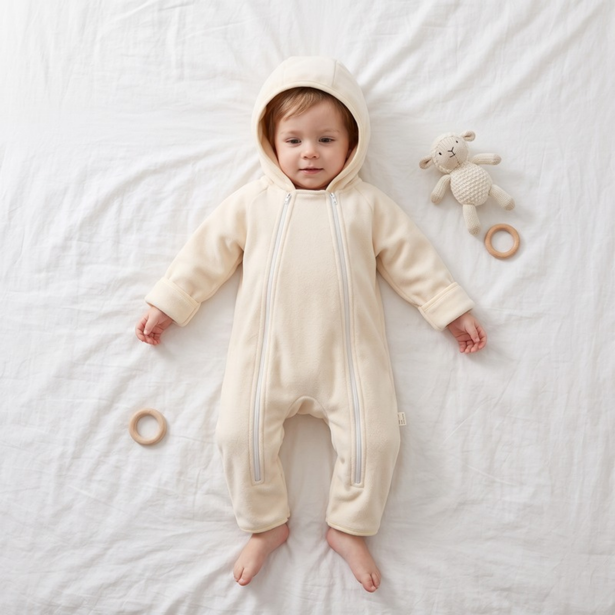 Lilo Velvet Hooded Jumpsuit - Cream