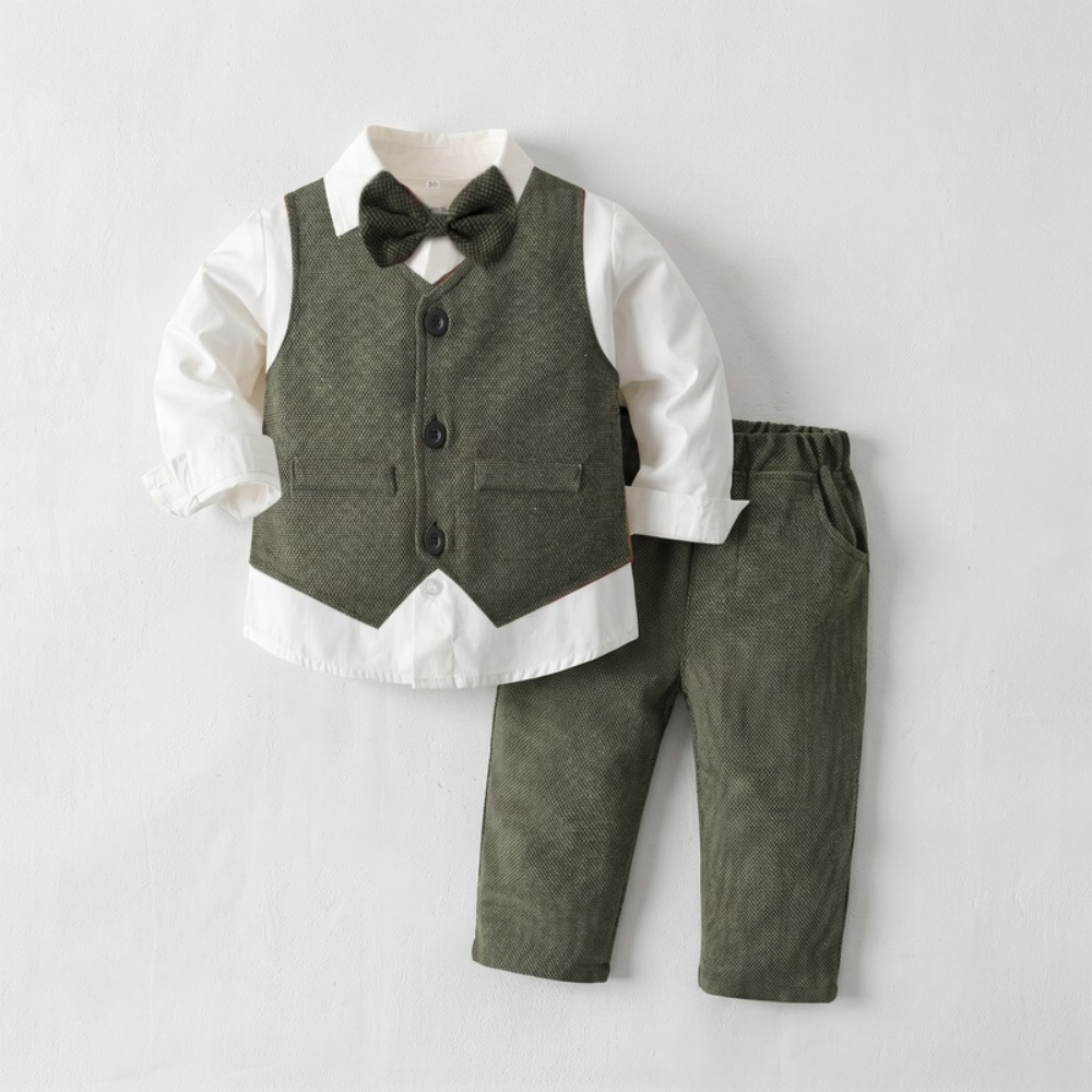 Lilo Boys Waistcoat Suit Set - Olive Green