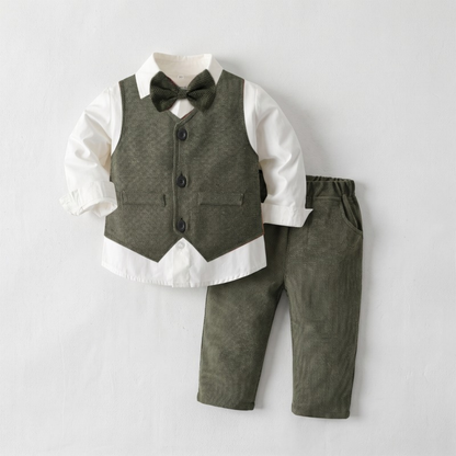 Lilo Boys Waistcoat Suit Set - Olive Green