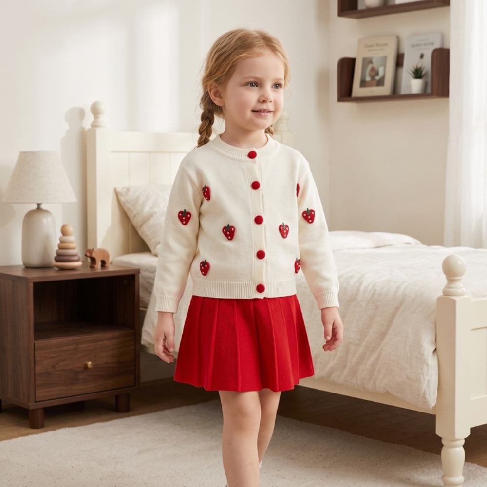 Lilo Knit Cardigan Two Piece Set - Strawberry Red