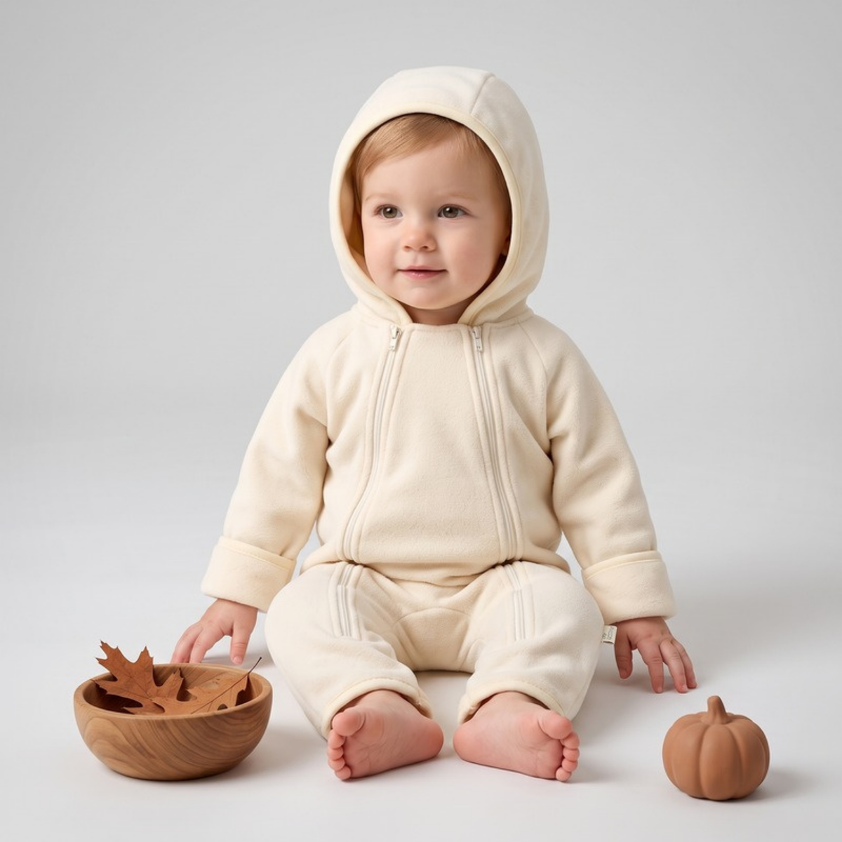 Lilo Velvet Hooded Jumpsuit - Cream