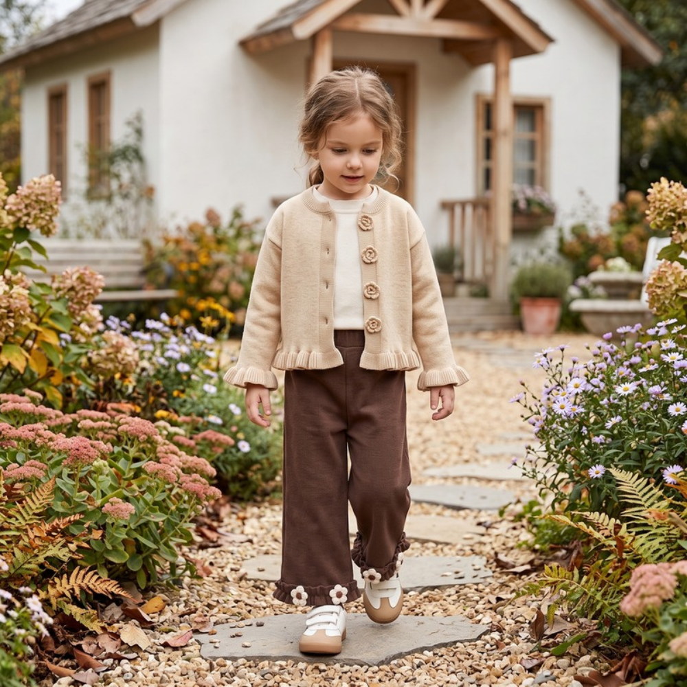 Lilo Floral Knit Three Piece Set - Khaki