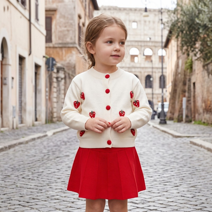 Lilo Knit Cardigan Two Piece Set - Strawberry Red