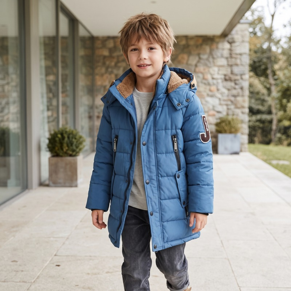 Lilo Boys Long Down Coat - Blue