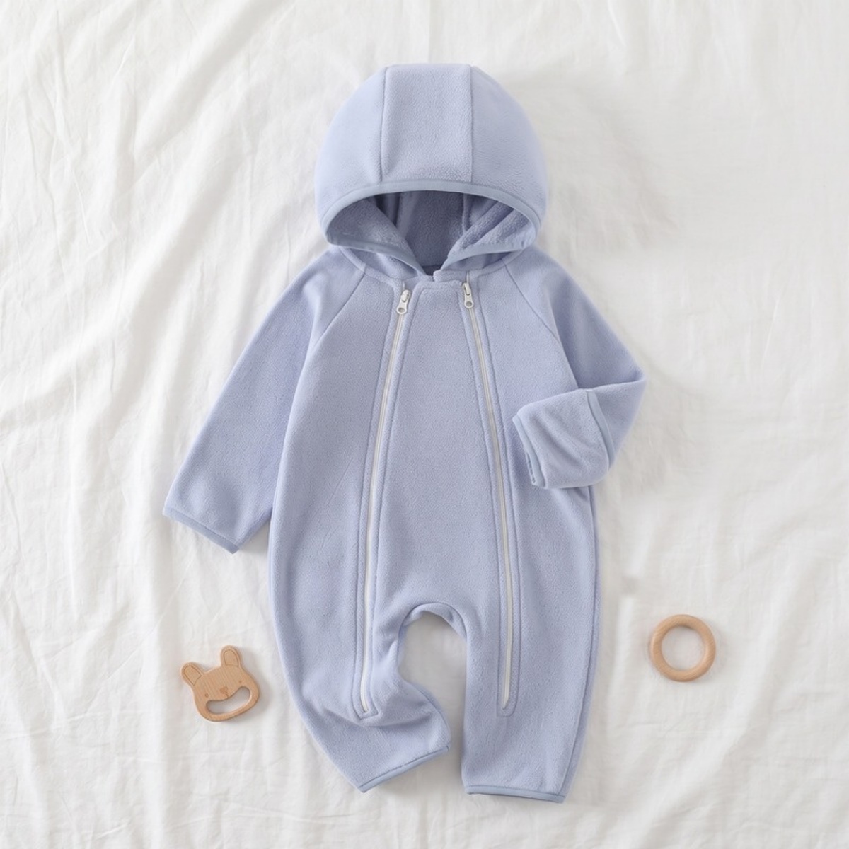 Lilo Velvet Hooded Jumpsuit - Periwinkle Blue