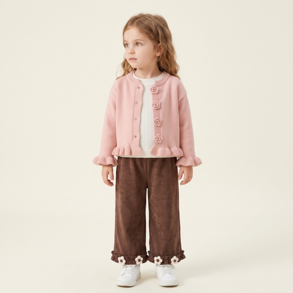 Lilo Floral Knit Three Piece Set - Pink