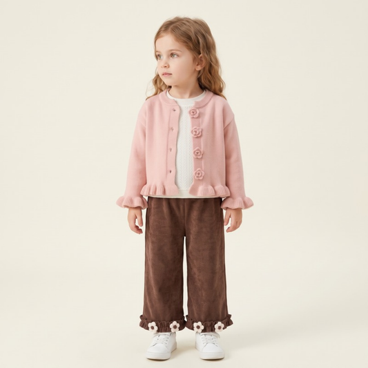 Lilo Floral Knit Three Piece Set - Pink