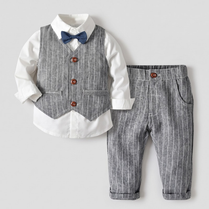 Lilo Boys Waistcoat Suit Set - Grey Pinstripe