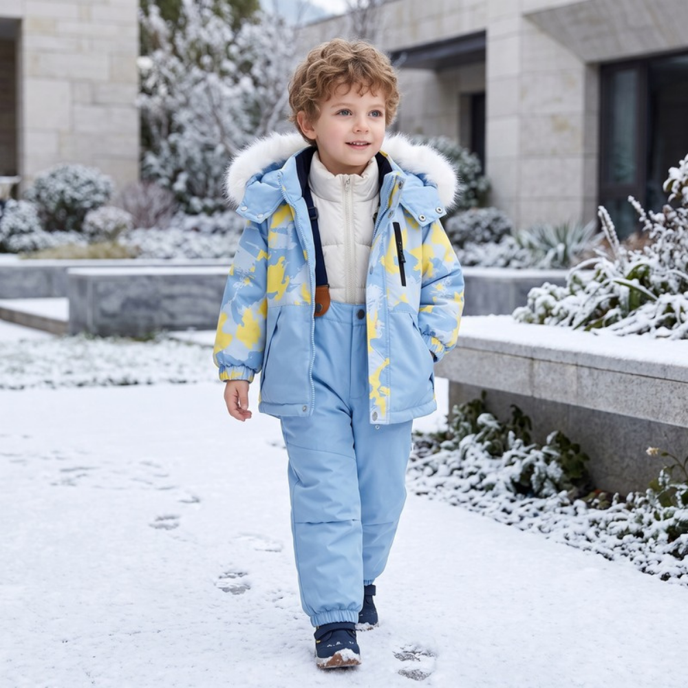 Lilo Boy Waterproof Hooded Snowsuit Set - Light Blue