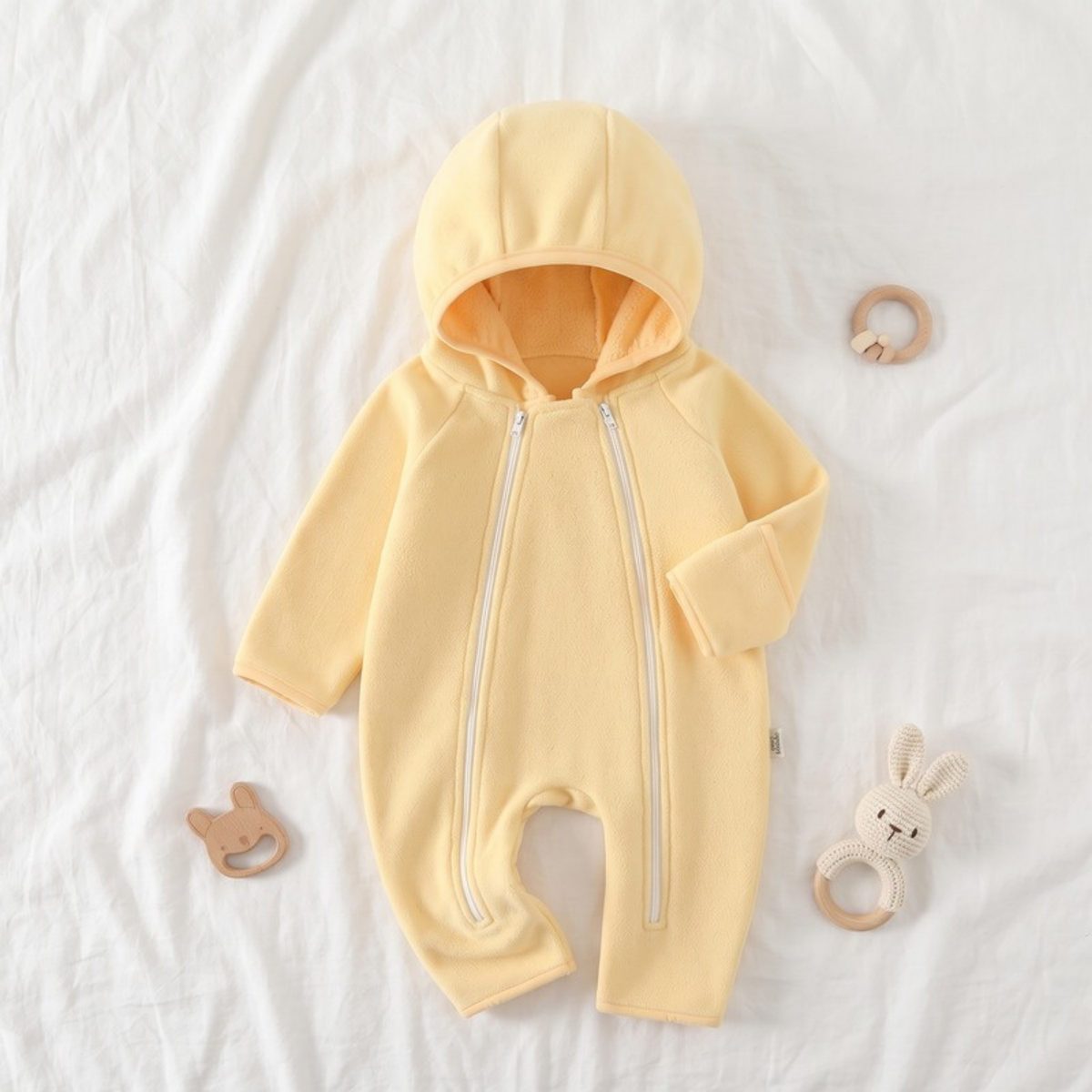 Lilo Velvet Hooded Jumpsuit - Butter Yellow