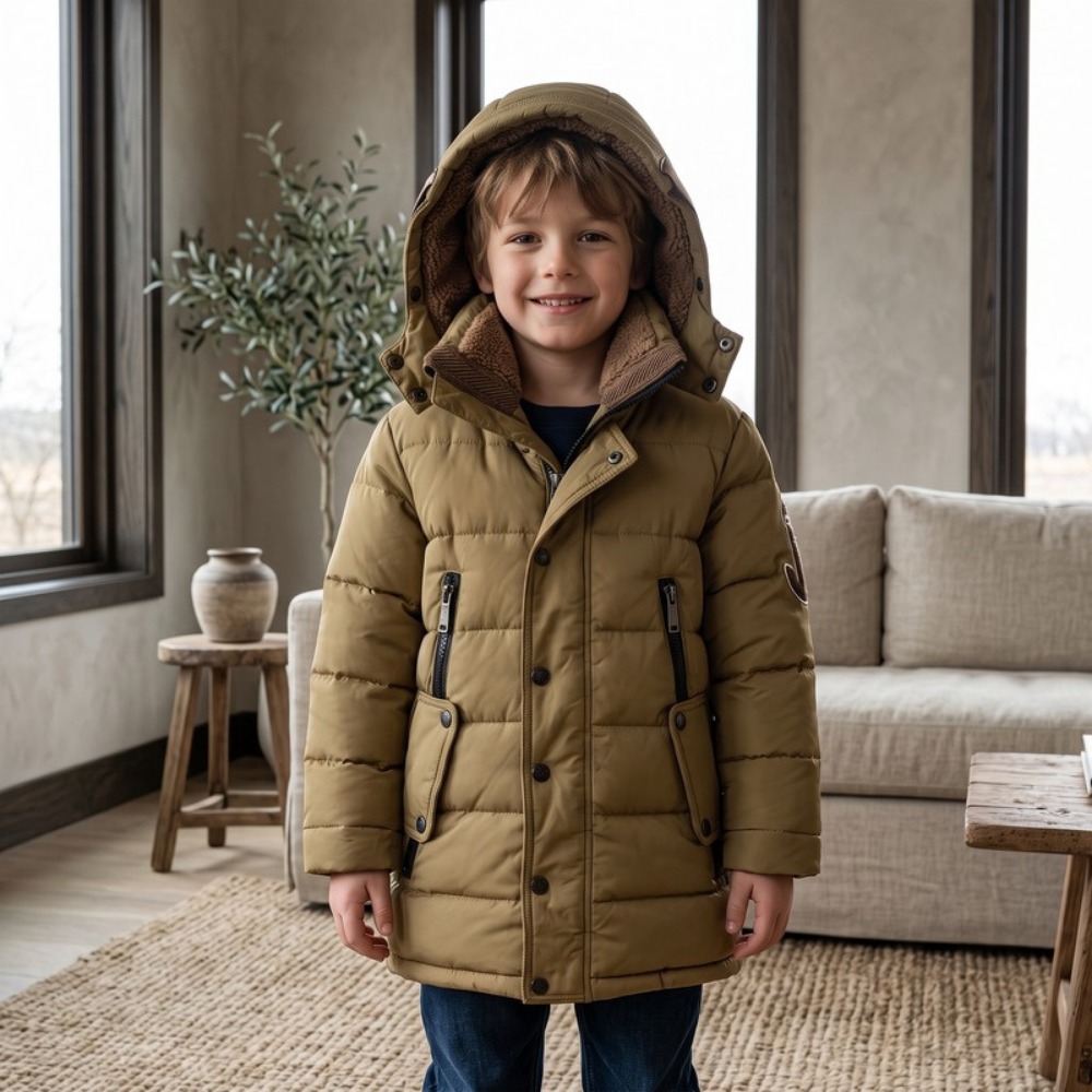Lilo Boys Long Down Coat - Khaki