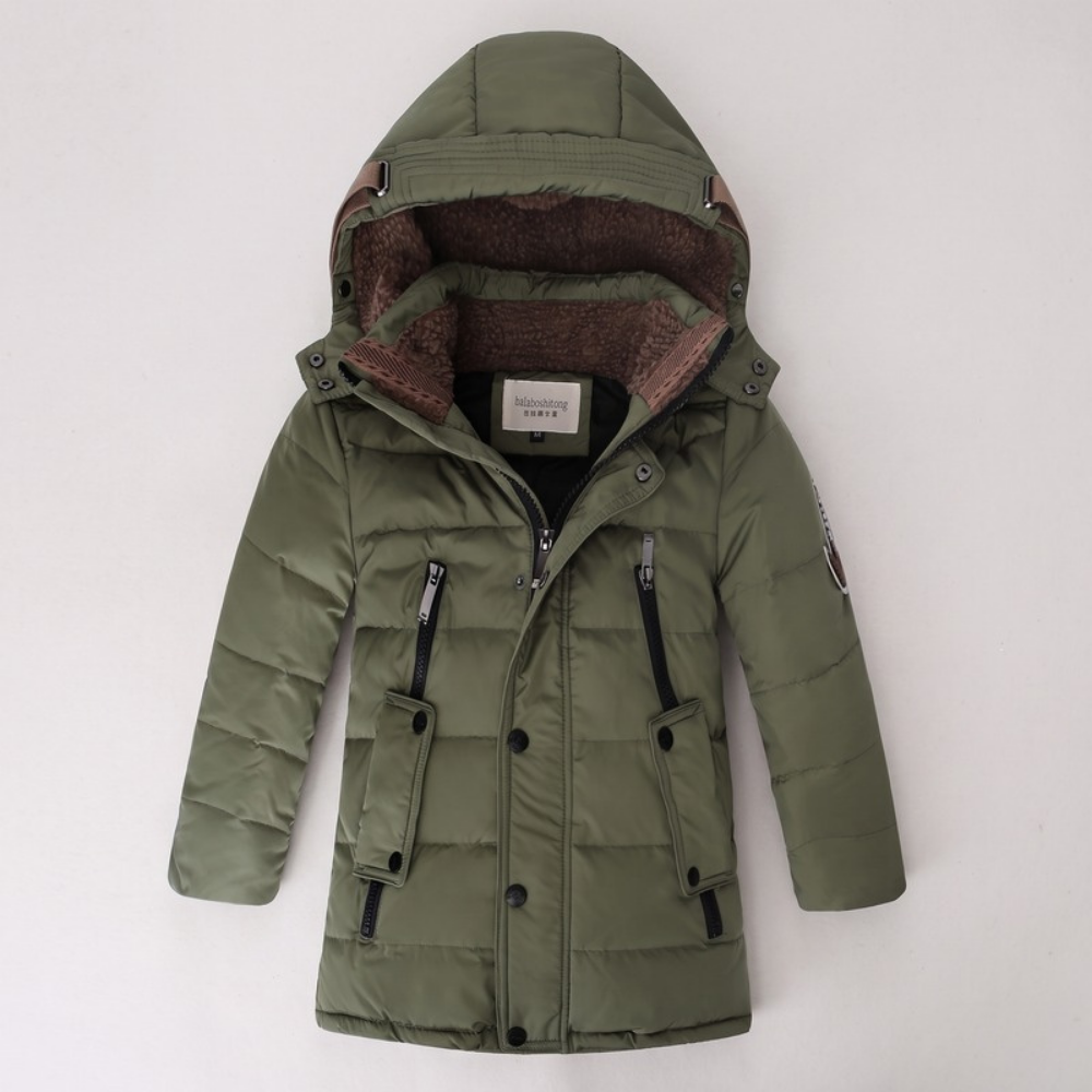 Lilo Boys Long Down Coat - Army Green