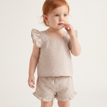 Lilo Plaid Strap Set - Taupe