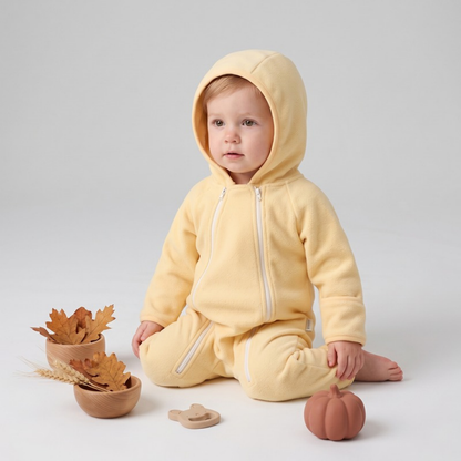 Lilo Velvet Hooded Jumpsuit - Butter Yellow